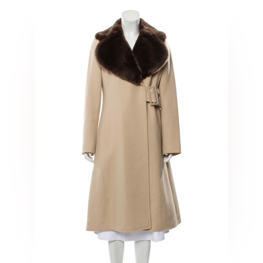 Creme Kate Spade New York Briella coat with faux fur collar